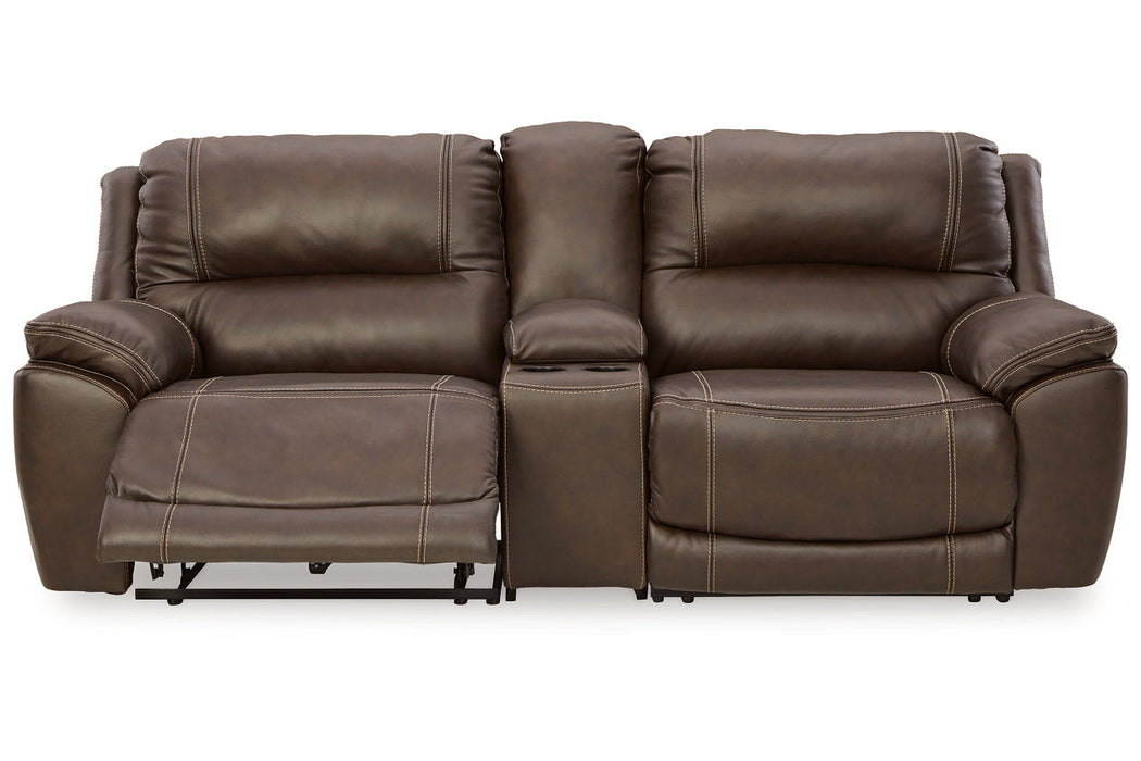 Dunleith Chocolate 3-Piece Power Reclining Loveseat with Console -  Ashley - Lara Furniture