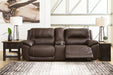 Dunleith Chocolate 3-Piece Power Reclining Loveseat with Console -  Ashley - Lara Furniture