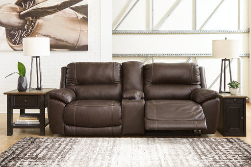 Dunleith Chocolate 3-Piece Power Reclining Loveseat with Console -  Ashley - Lara Furniture