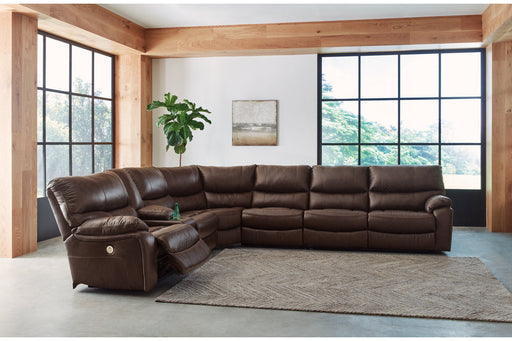 Family Circle Dark Brown 4-Piece Power Reclining Sectional -  Ashley - Lara Furniture