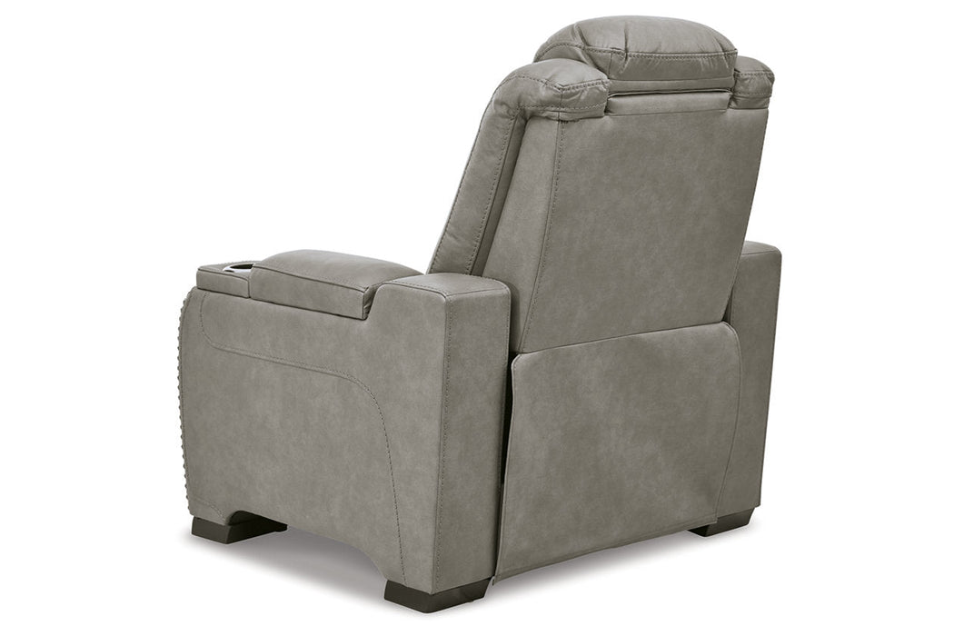 The Man-Den Gray Power Reclining Sofa and Recliner -  Ashley - Lara Furniture