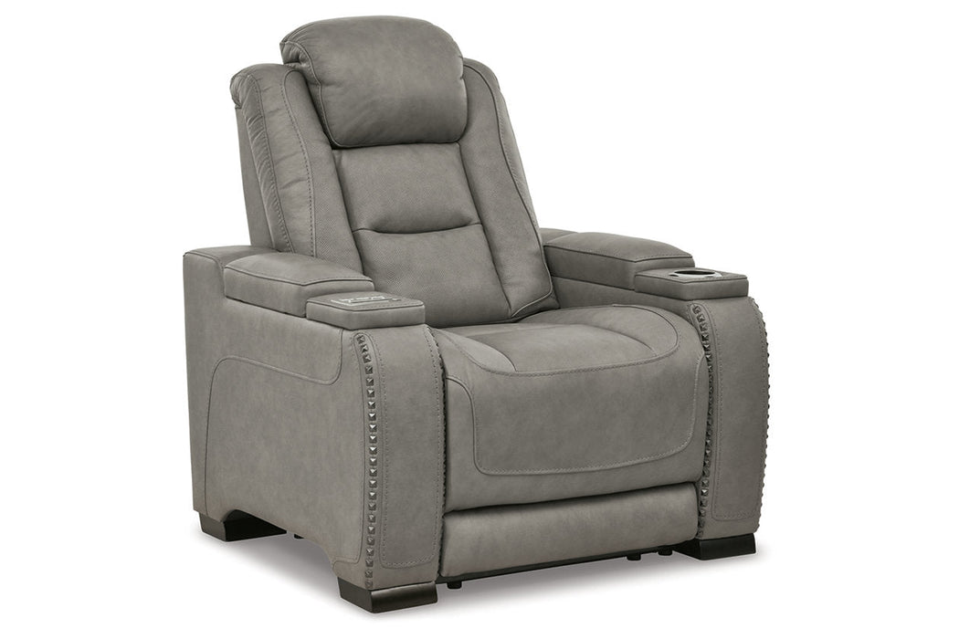 The Man-Den Gray Power Reclining Sofa and Recliner -  Ashley - Lara Furniture