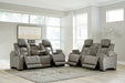 The Man-Den Gray Power Reclining Sofa and Loveseat -  Ashley - Lara Furniture