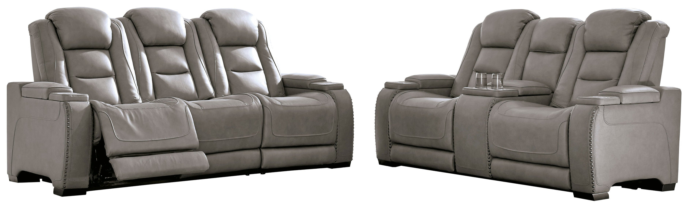 The Man-Den Gray Power Reclining Living Room Set