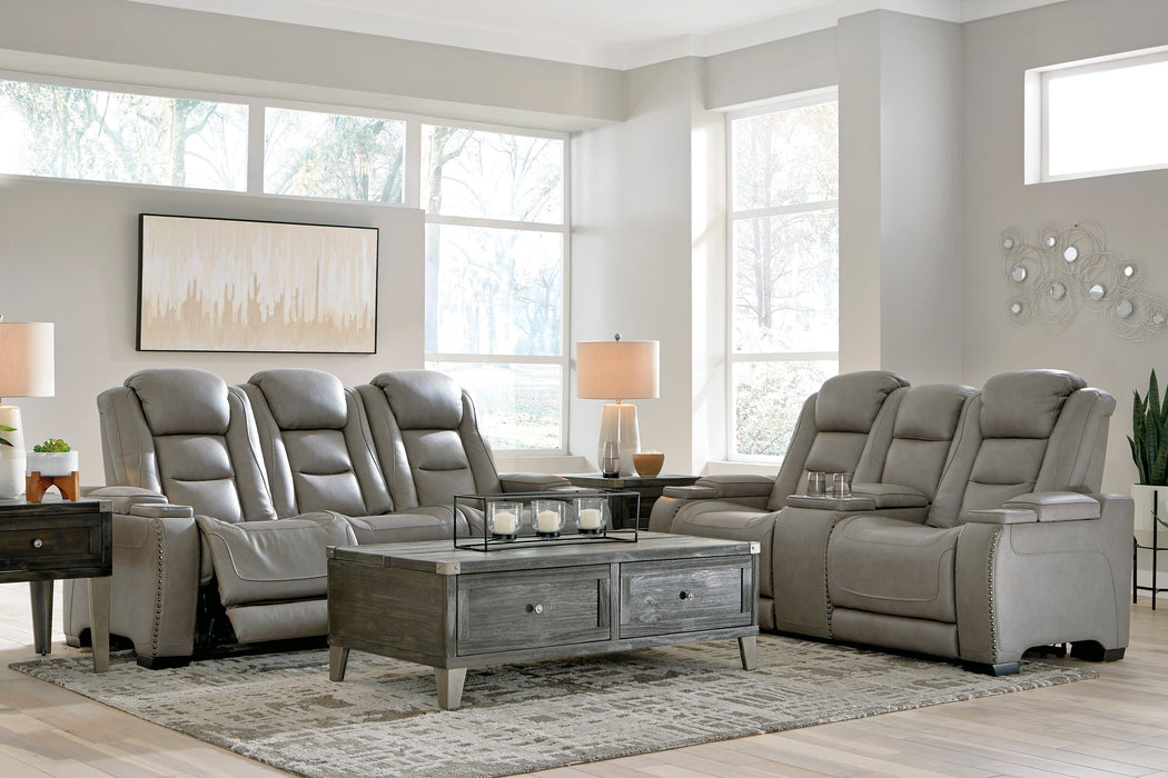 The Man-Den Gray Power Reclining Living Room Set