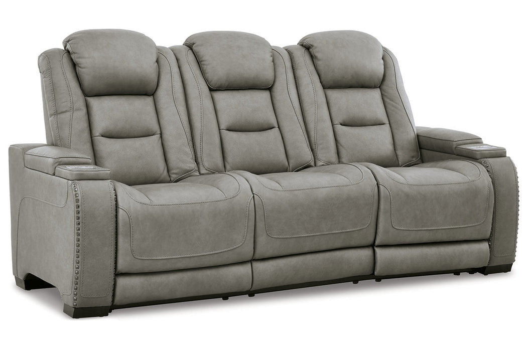 The Man-Den Gray Power Reclining Sofa and Recliner -  Ashley - Lara Furniture