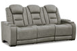 The Man-Den Gray Power Reclining Sofa and Loveseat with Power Recliner -  Ashley - Lara Furniture