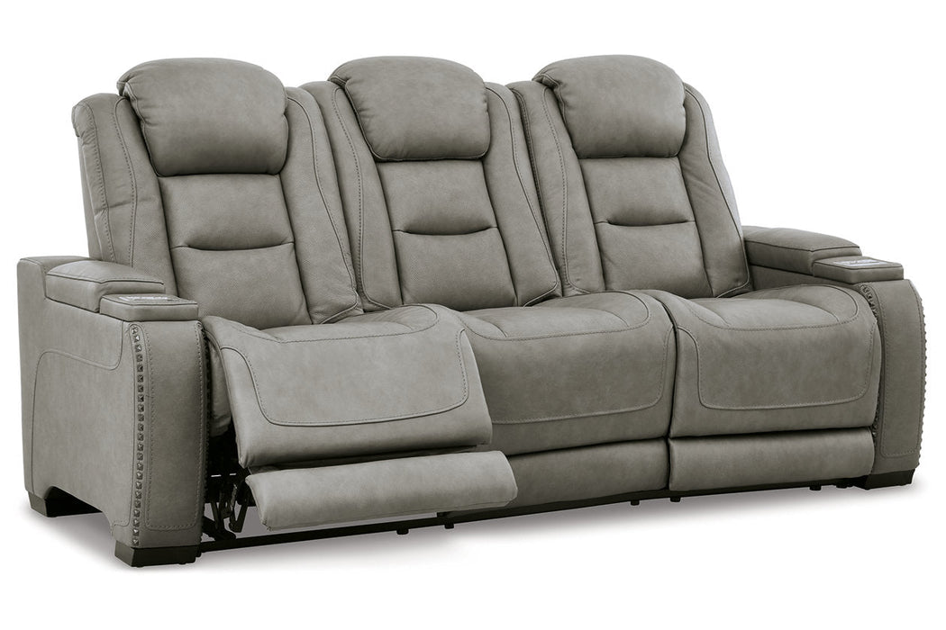 The Man-Den Gray Power Reclining Sofa and Loveseat -  Ashley - Lara Furniture