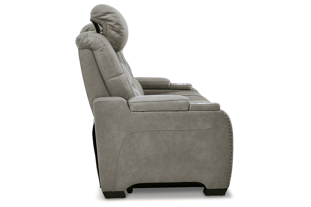 The Man-Den Gray Power Reclining Sofa and Recliner -  Ashley - Lara Furniture