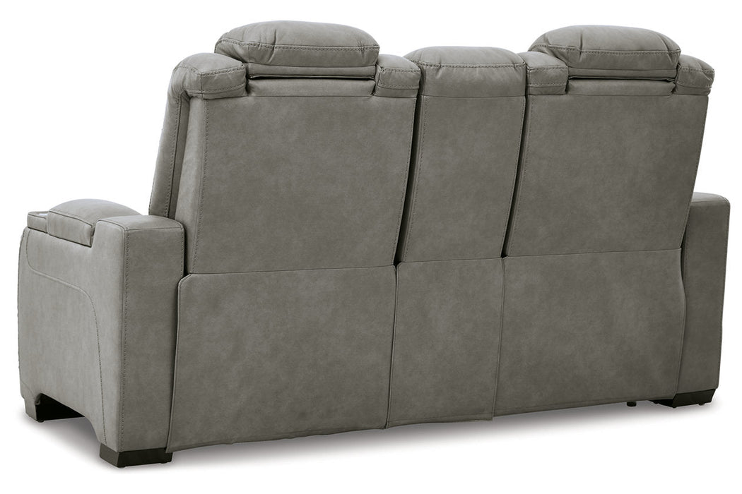 The Man-Den Gray Power Reclining Loveseat and Recliner -  Ashley - Lara Furniture