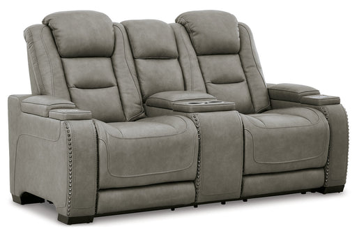 The Man-Den Gray Power Reclining Loveseat and Recliner -  Ashley - Lara Furniture