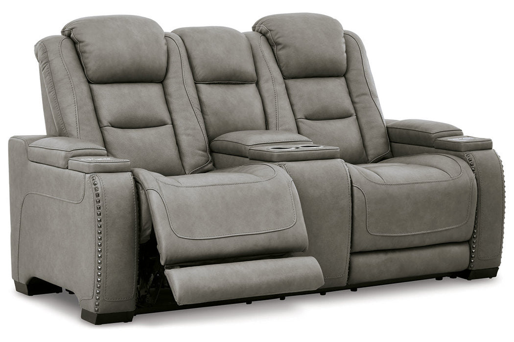 The Man-Den Gray Power Reclining Loveseat and Recliner -  Ashley - Lara Furniture