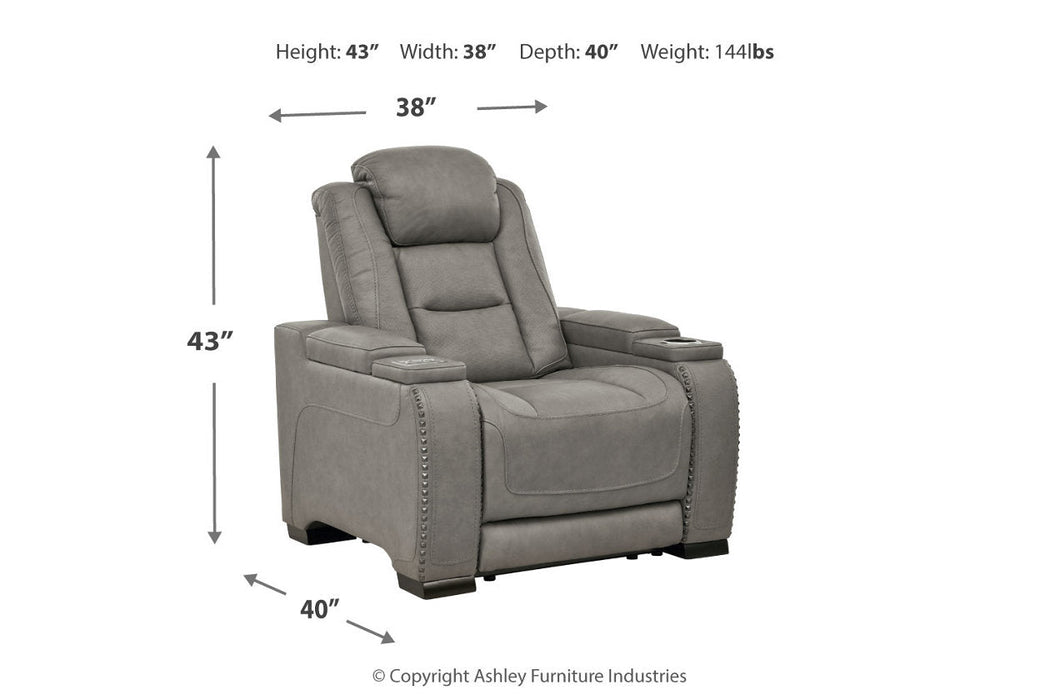 The Man-Den Gray Power Reclining Loveseat and Recliner -  Ashley - Lara Furniture