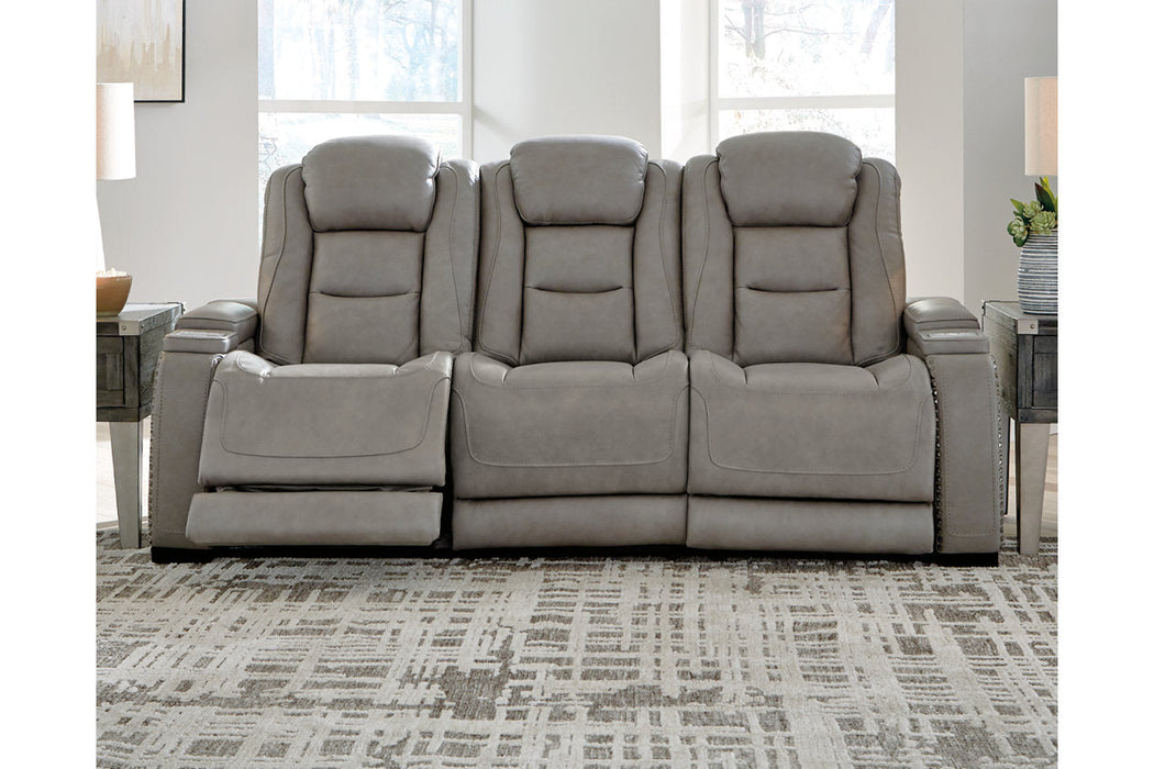 The Man-Den Gray Power Reclining Sofa and Loveseat -  Ashley - Lara Furniture