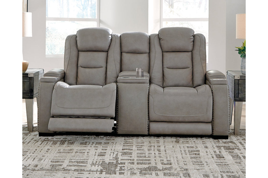 The Man-Den Gray Power Reclining Loveseat and Recliner -  Ashley - Lara Furniture