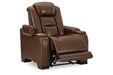 The Man-Den Mahogany Power Reclining Sofa and Recliner -  Ashley - Lara Furniture