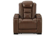 The Man-Den Mahogany Power Reclining Sofa and Recliner -  Ashley - Lara Furniture