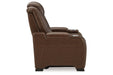 The Man-Den Mahogany Power Reclining Sofa and Recliner -  Ashley - Lara Furniture