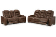 The Man-Den Mahogany Power Reclining Sofa and Loveseat -  Ashley - Lara Furniture