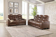 The Man-Den Mahogany Power Reclining Sofa and Loveseat -  Ashley - Lara Furniture