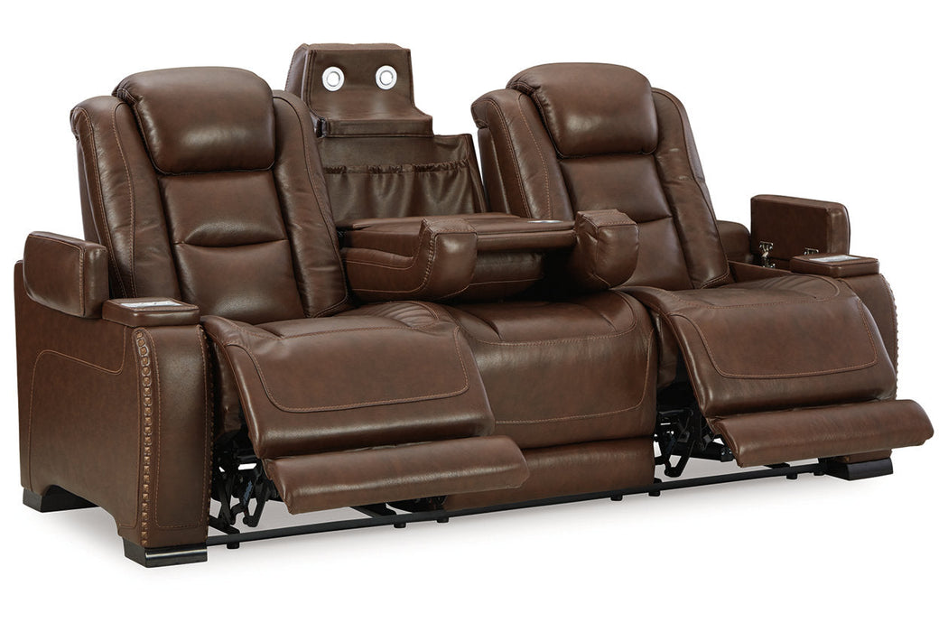 The Man-Den Mahogany Power Reclining Sofa and Recliner -  Ashley - Lara Furniture