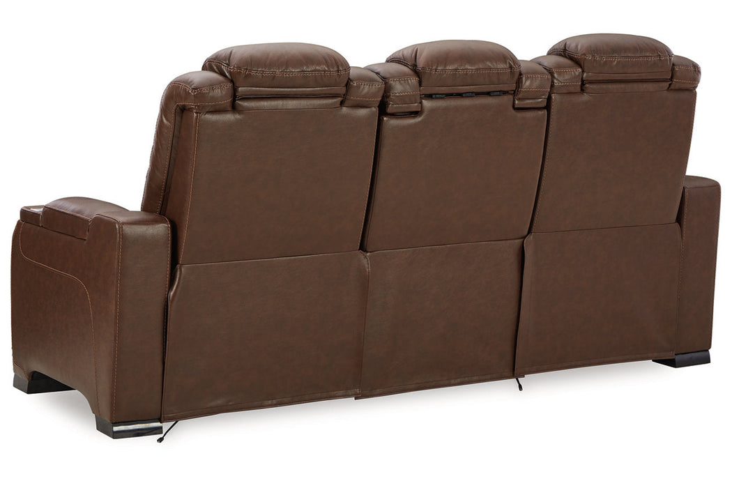 The Man-Den Mahogany Power Reclining Sofa and Loveseat -  Ashley - Lara Furniture