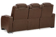 The Man-Den Mahogany Power Reclining Sofa and Recliner -  Ashley - Lara Furniture