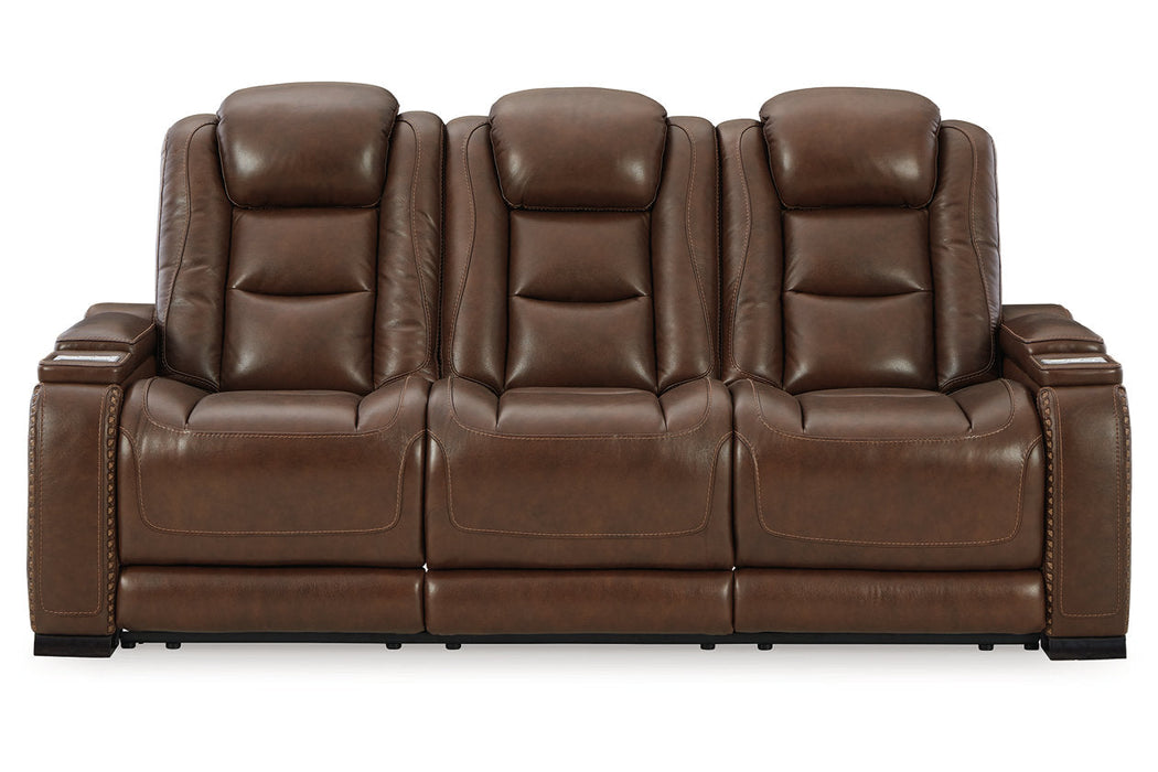 The Man-Den Mahogany Power Reclining Sofa and Recliner -  Ashley - Lara Furniture