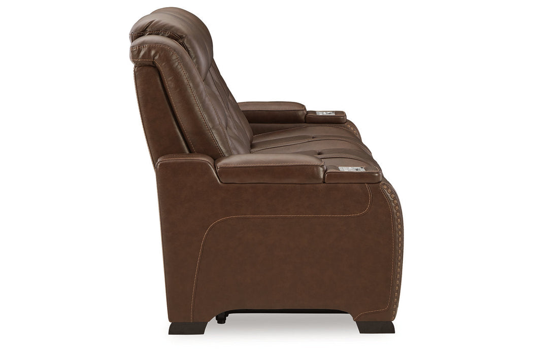 The Man-Den Mahogany Power Reclining Sofa and Loveseat -  Ashley - Lara Furniture