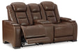 The Man-Den Mahogany Power Reclining Sofa and Loveseat -  Ashley - Lara Furniture