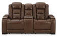 The Man-Den Mahogany Power Reclining Sofa and Loveseat -  Ashley - Lara Furniture