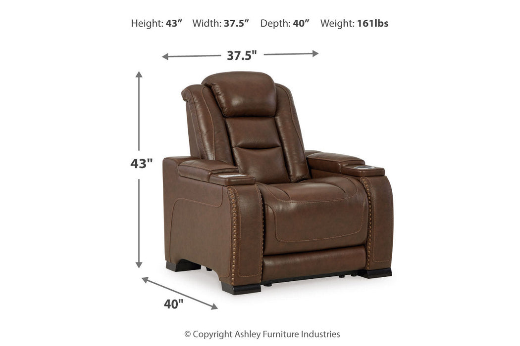 The Man-Den Mahogany Power Reclining Sofa and Recliner -  Ashley - Lara Furniture