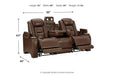 The Man-Den Mahogany Power Reclining Sofa and Recliner -  Ashley - Lara Furniture