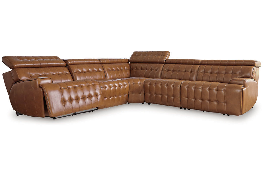 Temmpton Chocolate 5-Piece Power Reclining Sectional -  Ashley - Lara Furniture