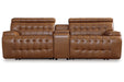 Temmpton Chocolate 3-Piece Power Reclining Sectional Loveseat with Console -  Ashley - Lara Furniture