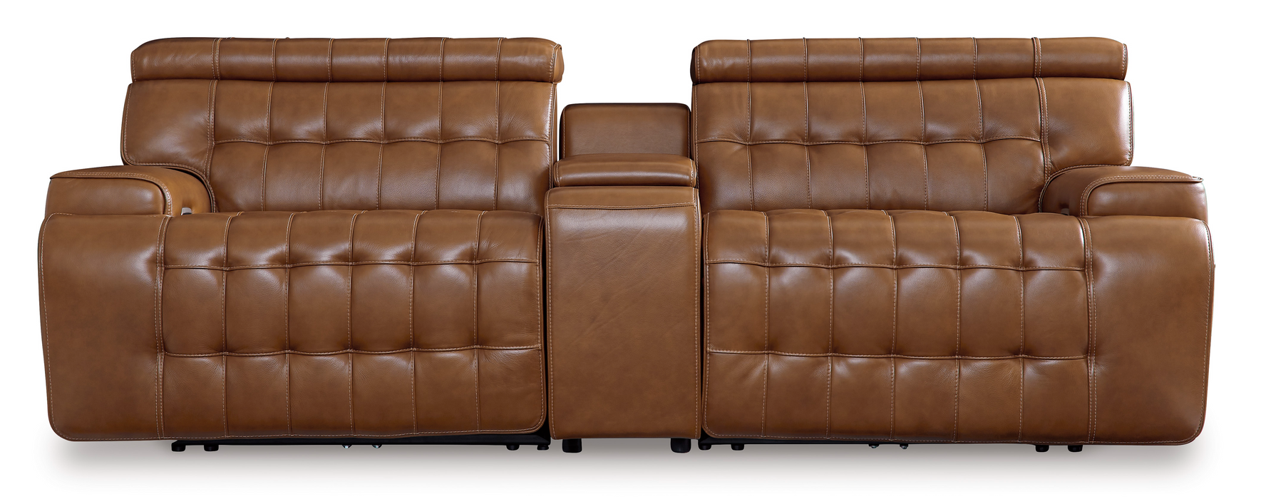 [EXCLUSIVE] Temmpton Chocolate 3-Piece Power Reclining Sectional Loveseat with Console