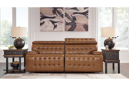 Temmpton Chocolate 2-Piece Power Reclining Sectional Loveseat -  Ashley - Lara Furniture