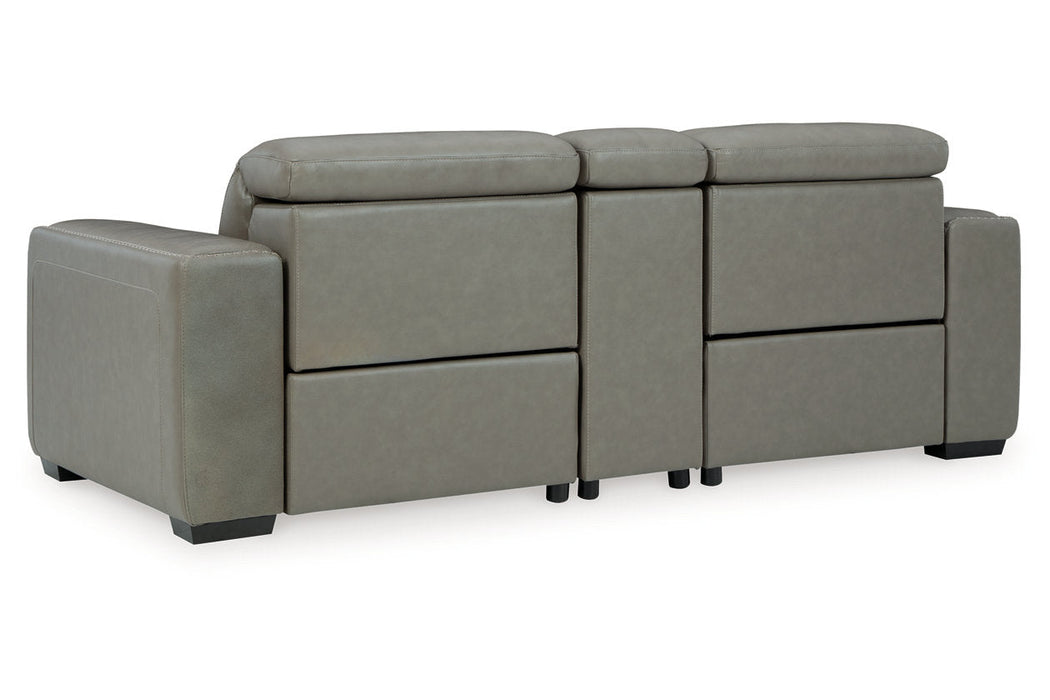 Correze Gray 3-Piece Power Reclining Sectional Loveseat -  Ashley - Lara Furniture