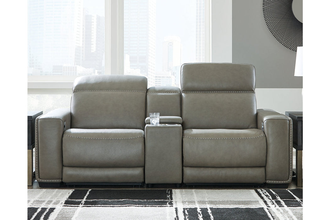 Correze Gray 3-Piece Power Reclining Sectional Loveseat -  Ashley - Lara Furniture