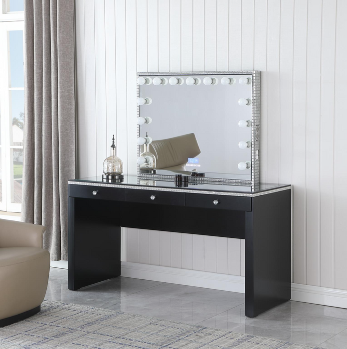 Barbicane Black Vanity Desk W/ Bluetooth Hollywood Mirror