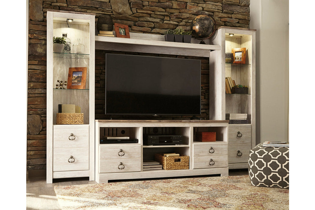 Willowton Whitewash 4-Piece Entertainment Center