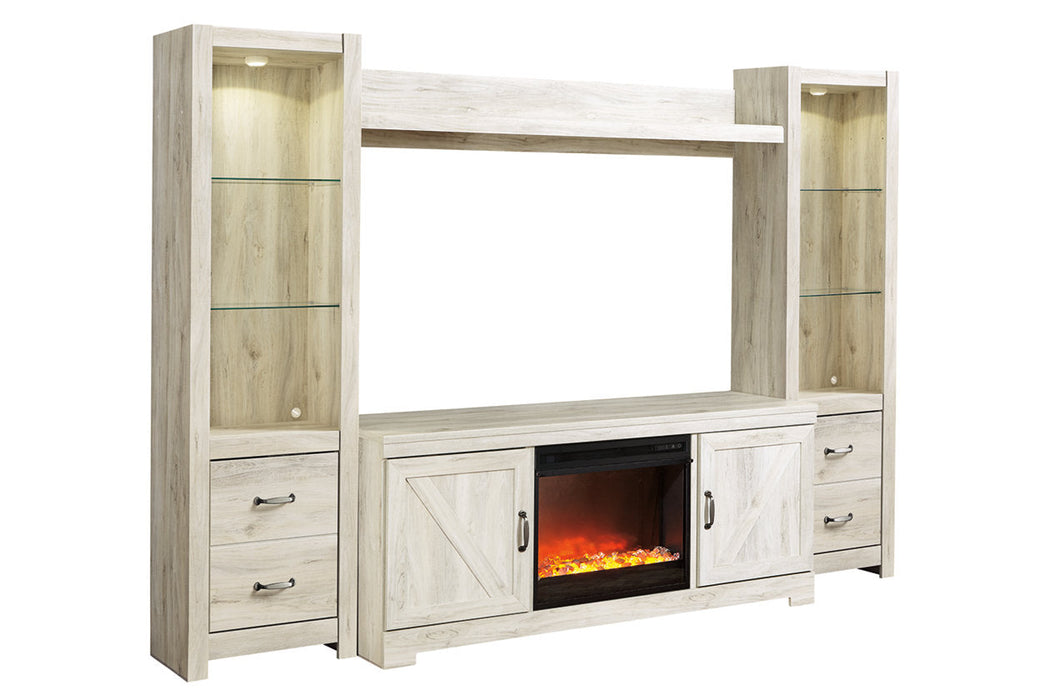 Bellaby Whitewash 4-Piece Entertainment Center with Fireplace