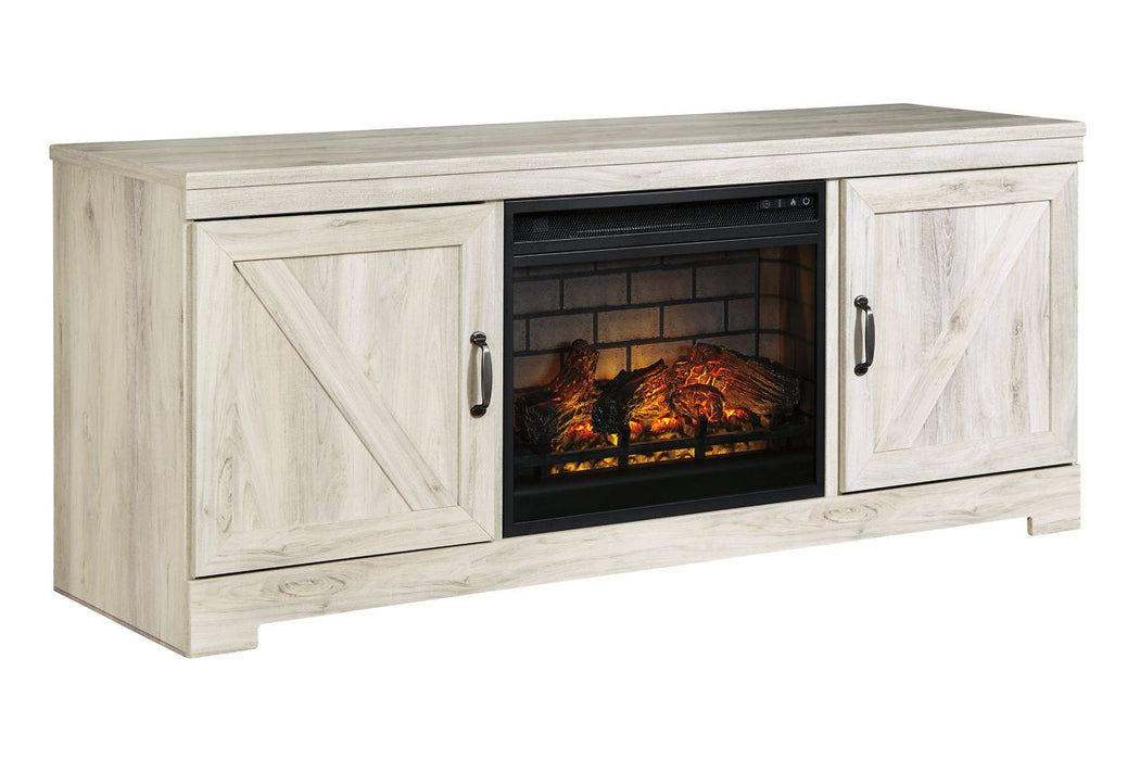 Bellaby Whitewash 63" TV Stand with Electric Fireplace