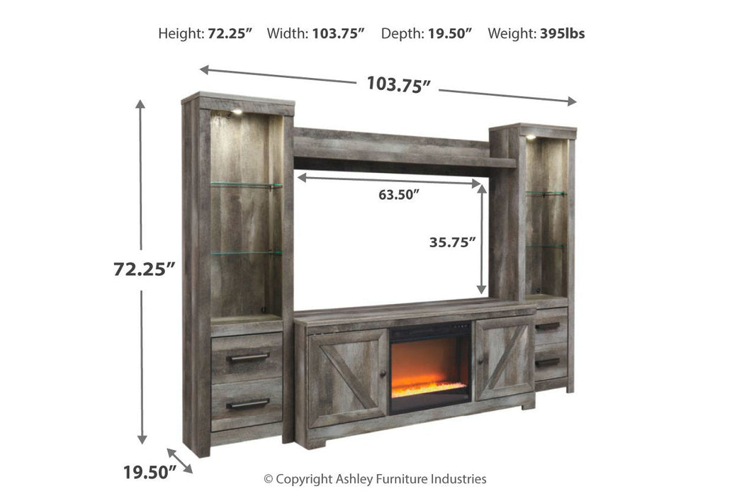 Wynnlow Gray 4-Piece Entertainment Center with Electric Fireplace