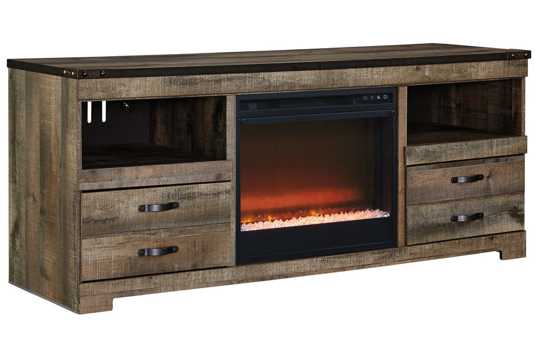 Trinell Brown 63" TV Stand with Electric Fireplace