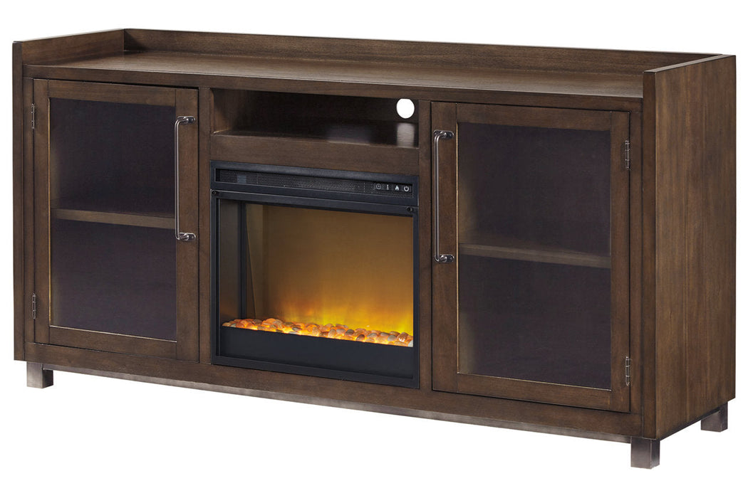 Starmore Brown 70" TV Stand with Electric Fireplace