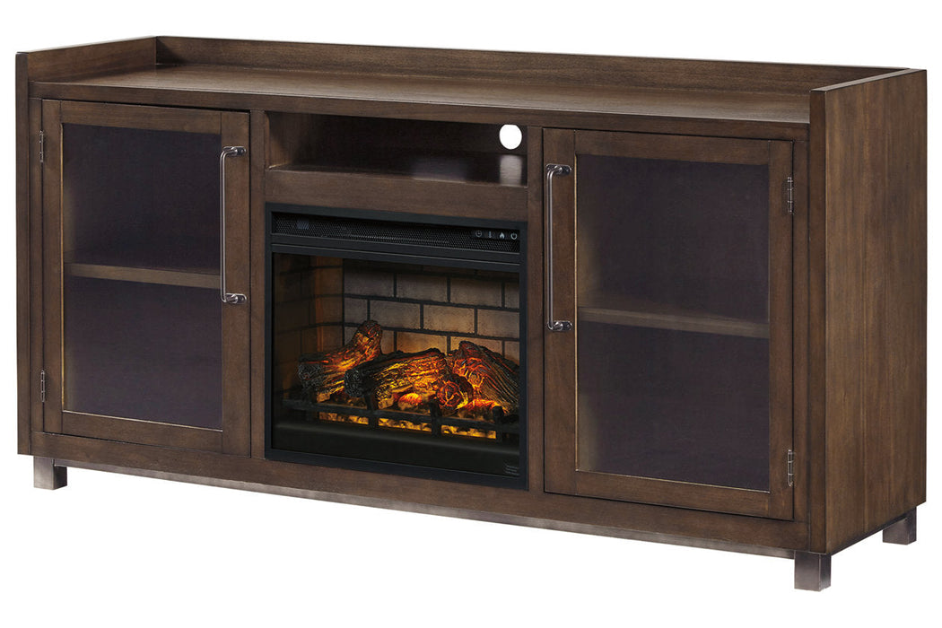 Starmore Brown 70" TV Stand with Electric Fireplace