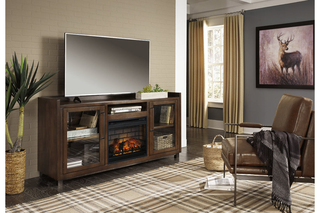 Starmore Brown 70" TV Stand with Electric Fireplace