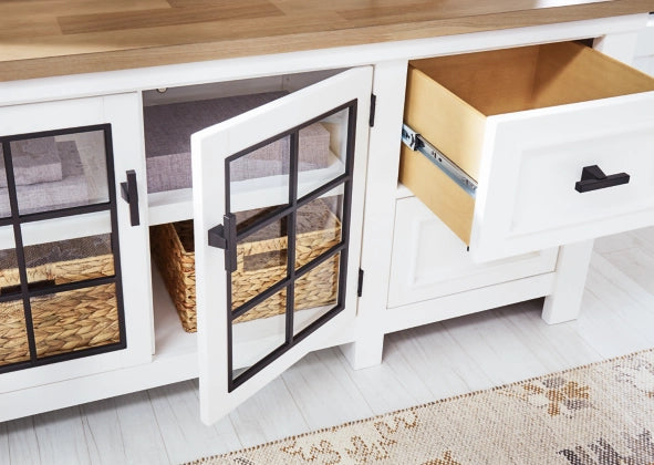 Ashbryn White/Natural Extra Large TV Stand