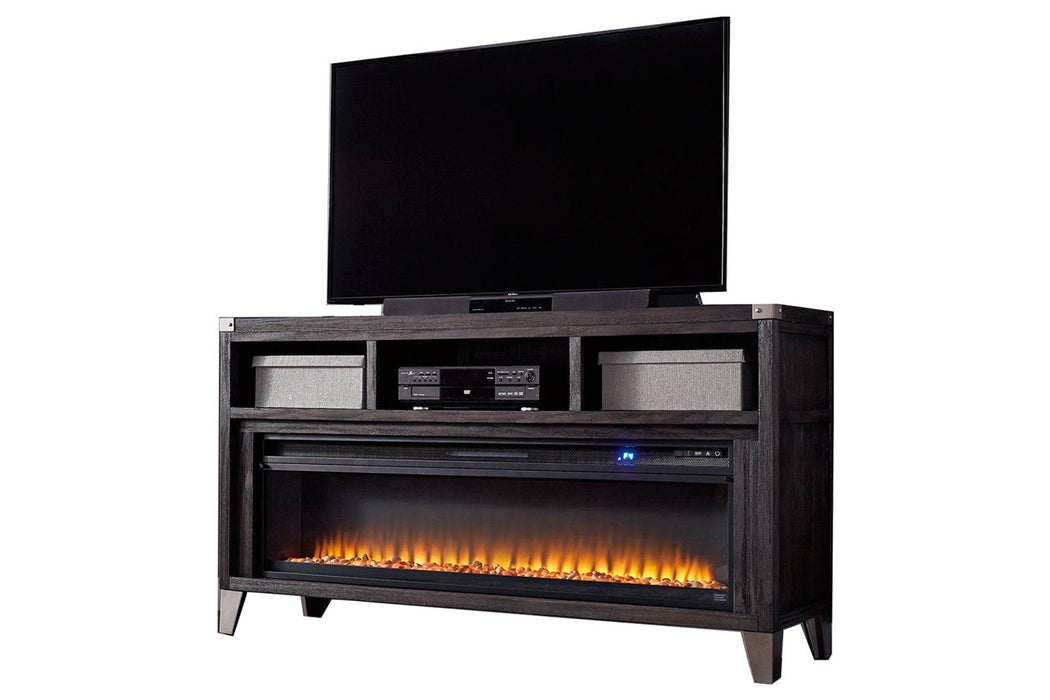 Todoe Gray 65" TV Stand with Electric Fireplace